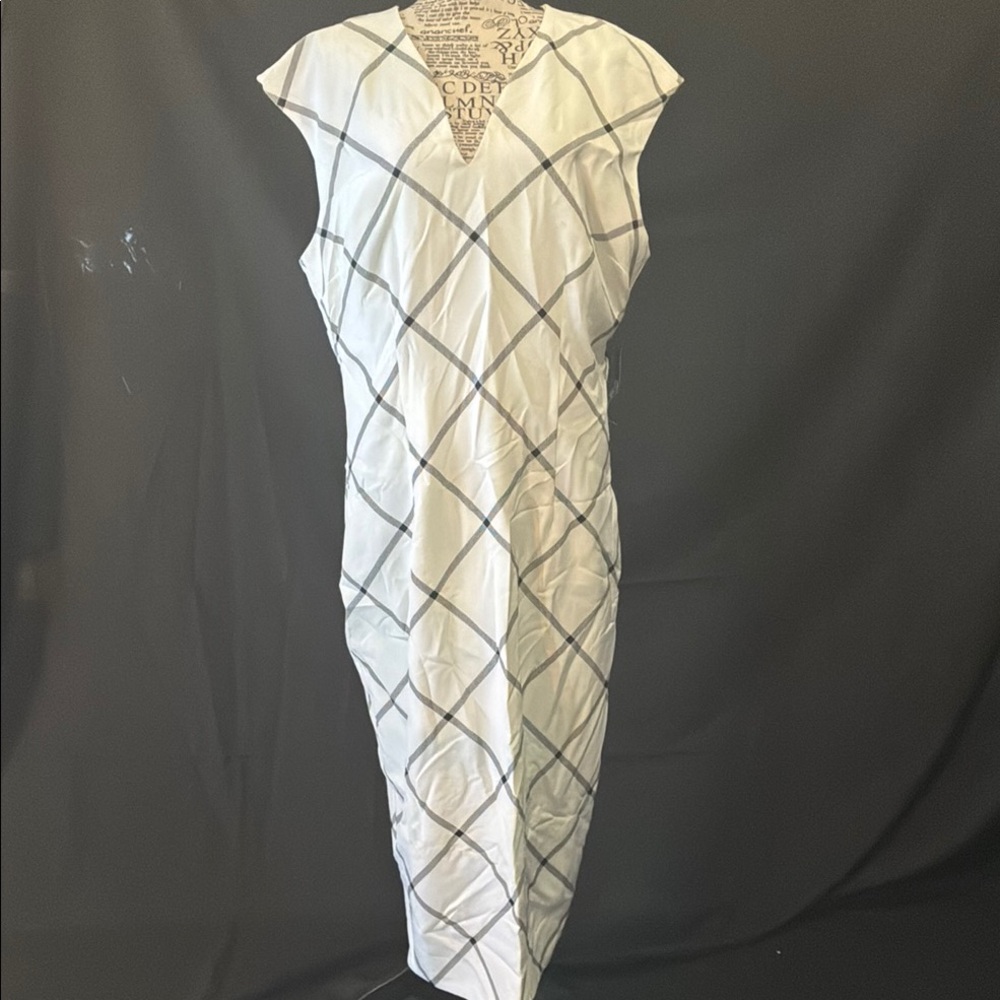 New York & Company White and Gray Maxi Dress